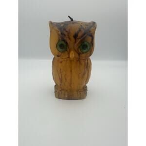 Vintage Owl Candle Sunset Candle Shop Sanborn NY Green Eyes Mid Century Candle